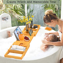 Load image into Gallery viewer, STOREMIC Bathtub Tray Caddy for Tub with Wine Glass Book Holder Free Soap Holder