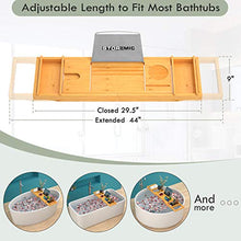 Load image into Gallery viewer, STOREMIC Bathtub Tray Caddy for Tub with Wine Glass Book Holder Free Soap Holder