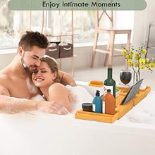 Load image into Gallery viewer, STOREMIC Bathtub Tray Caddy for Tub with Wine Glass Book Holder Free Soap Holder
