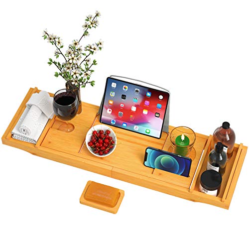 Escurridor de platos Bandeja Organizador Bandeja Spa Holder Caddy Vino  Libro Bañera Tina Caddy Trastero Secar Platos Y Tazas Tapa