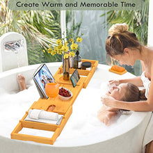 Load image into Gallery viewer, STOREMIC Bathtub Tray Caddy for Tub with Wine Glass Book Holder Free Soap Holder
